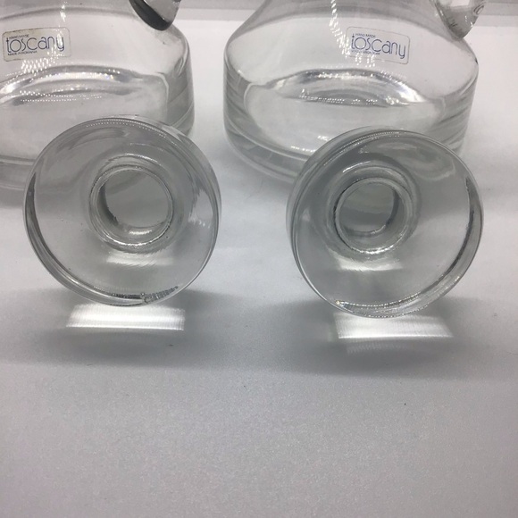 Vintage Handmade Clear Glass Oil And Vinegar Decanter Toscany Romania Cruet Set - Picture 2 of 6